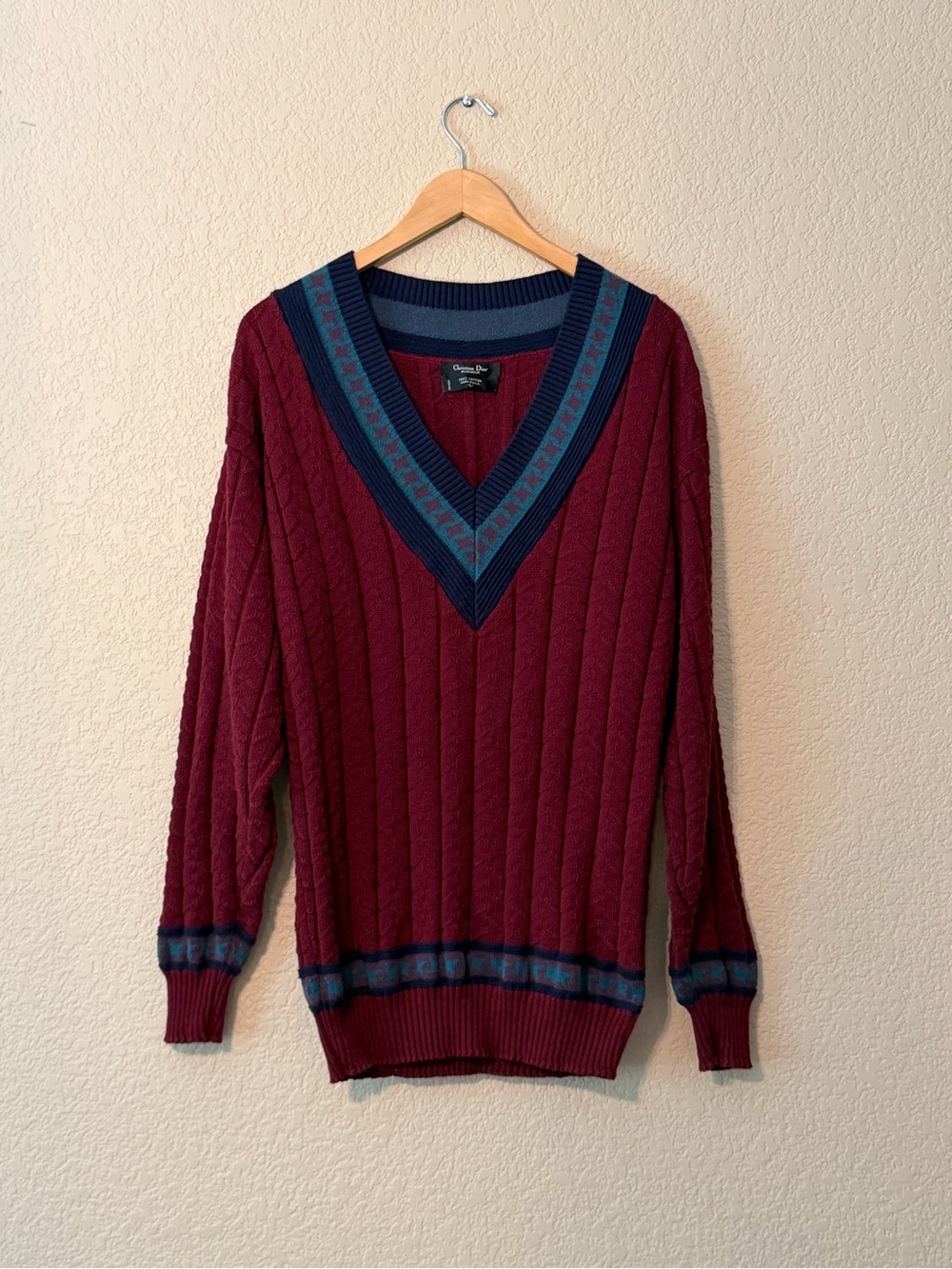 Vintage Christian Dior V-Neck Sweater, LG